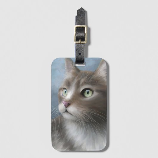 Kat 682 blauw bagagelabel (Voorkant (verticaal))