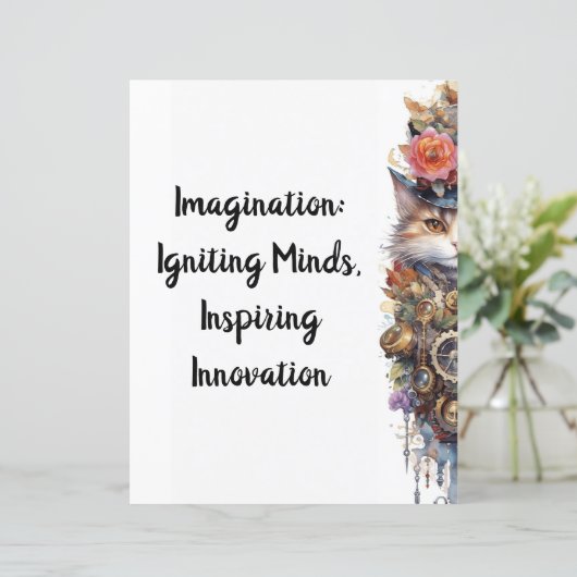 Kat 6 Kitten en hoge hoed waterverf (Staand voorkant)