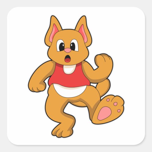 Kat aan de gang vierkante sticker (Voorkant)