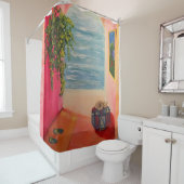 Kat aan de kust douchegordijn (In situ)