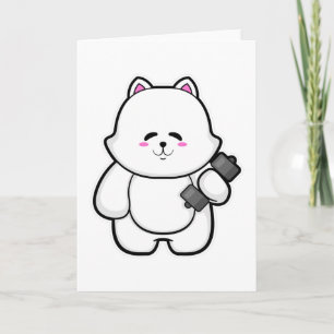 Kat aan het fitnessen met halter kaart