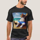 Kat aan het strand t-shirt (Voorkant)