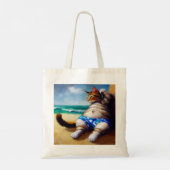 Kat aan het strand tote bag (Achterkant)