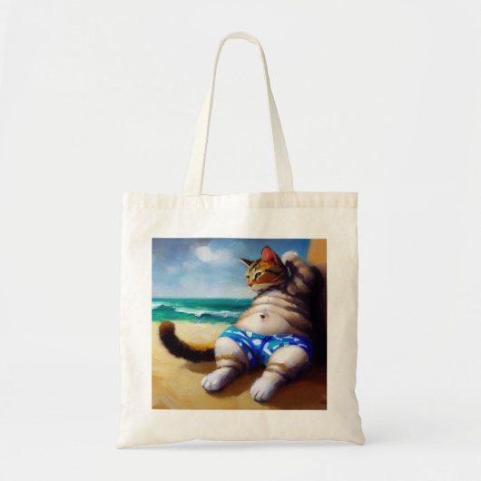 Kat aan het strand tote bag (Voorkant)