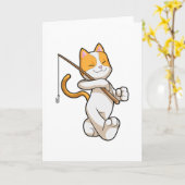 Kat aan het vissen met hengel kaart (Gele Bloem)