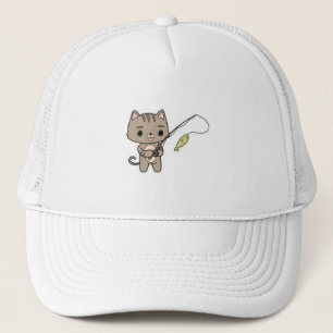 Kat aan het vissen met hengel trucker pet