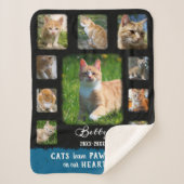 Kat Aangepast fotocollage Fed Borden Zwart Blauw Sherpa Deken (Voorkant)