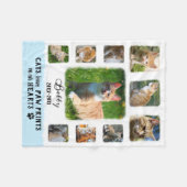 Kat Aangepast fotocollage Gladde Grenzen Wit Blauw Fleece Deken (Voorkant (Horizontaal))