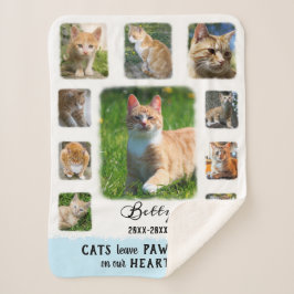 Kat Aangepast fotocollage Gladde Grenzen Wit Blauw Sherpa Deken