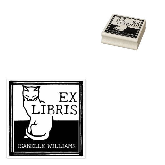 kat aangepaste boek ex libris rubberstempel (Gestempeld)