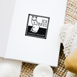 kat aangepaste boek ex libris rubberstempel
