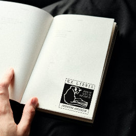 kat, aangepaste ex libris boek rubberstempel