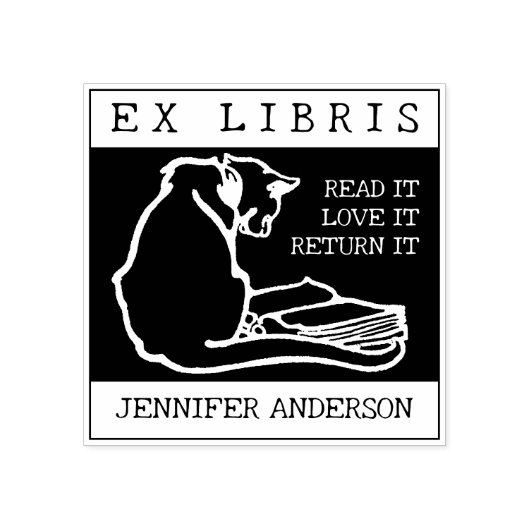 kat, aangepaste ex libris boek rubberstempel (Afrduk)