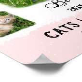 Kat Aangepaste foto Collage Faded Borden Wit Roze Poster (Hoek)