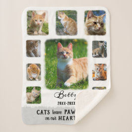 Kat Aangepaste foto Collage Faded Grenzen Wit grij Sherpa Deken