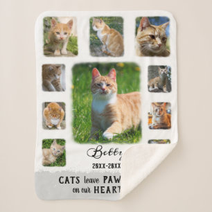 Kat Aangepaste foto Collage Faded Grenzen Wit grij Sherpa Deken