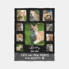 Kat Aangepaste foto Collage Faded Grenzen zwart gr Fleece Deken