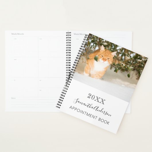 Kat aangepaste foto wit zwart planner (Display)