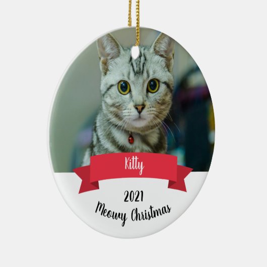 Kat Aangepaste kerstkeramische versiering Keramisch Ornament (Rechts)