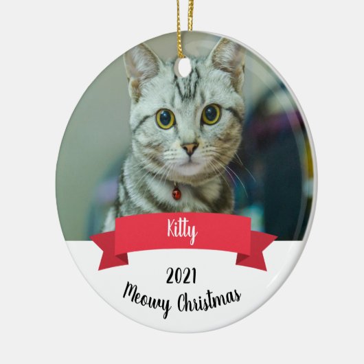 Kat Aangepaste kerstkeramische versiering Keramisch Ornament (Links)