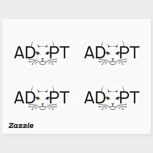 Kat aannemen ovale sticker (Vel)
