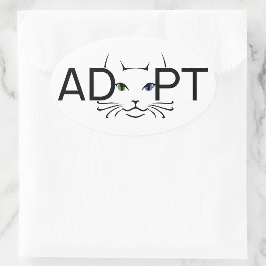 Kat aannemen ovale sticker (Tas)