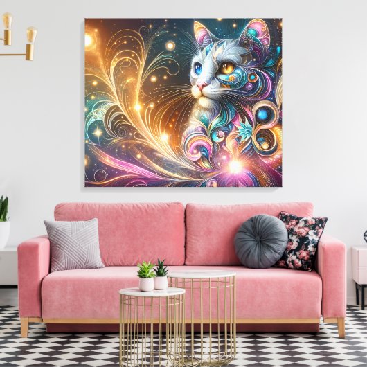 Kat Abstract Canvas Afdruk (Insitu (Woonkamer))