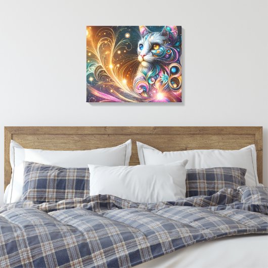 Kat Abstract Canvas Afdruk (Insitu (Slaapkamer))