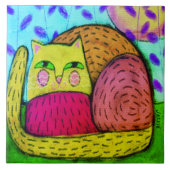  Kat Abstract Digitaal Schilderen Tegeltje (Voorkant)