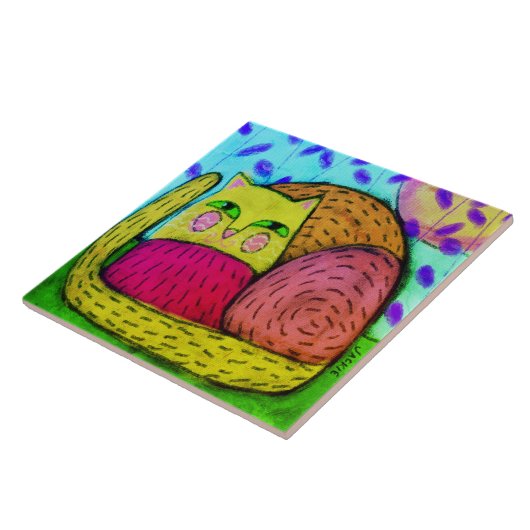  Kat Abstract Digitaal Schilderen Tegeltje (Zijkant)