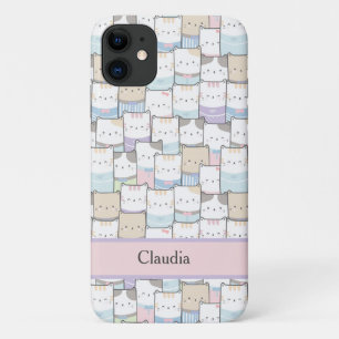 Kat Abstract Jouw naam Paars Roze Cute Case-Mate iPhone Case