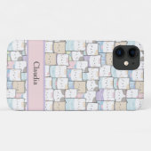 Kat Abstract Jouw naam Paars Roze Cute Case-Mate iPhone Case (Achterkant (horizontaal))