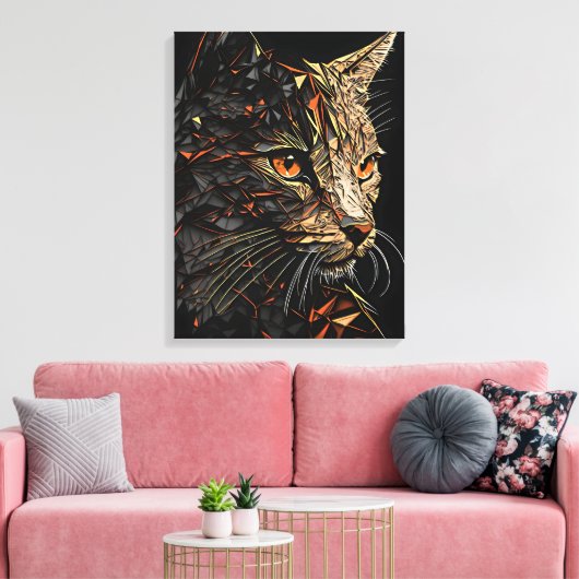 Kat abstract portret canvas afdruk (Insitu (Woonkamer))