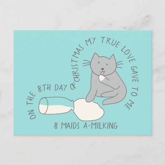 Kat Achtste dag 8 Meisjes-a-Milking Kerstmis Briefkaart (Voorkant)