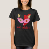 Kat Addicate Cute Black Rood Roze Gepersonaliseerd T-shirt (Voorkant)