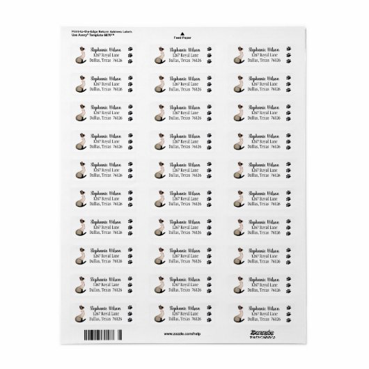 Kat-adreslabel Etiket (Full Sheet)