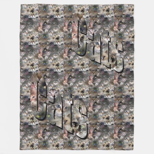 Kat Afbeelding collage en Logo, groot Fleece Deken (Voorkant)