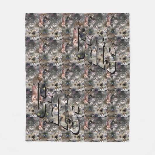 Kat Afbeelding collage en Logo,Med Fleece Deken (Voorkant)