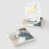 Kat-afdruk "voor de zon" stenen onderzetter (Zijkant)