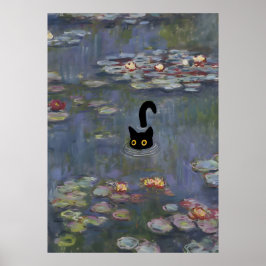 Kat Afdrukmonet Water Lilie Poster