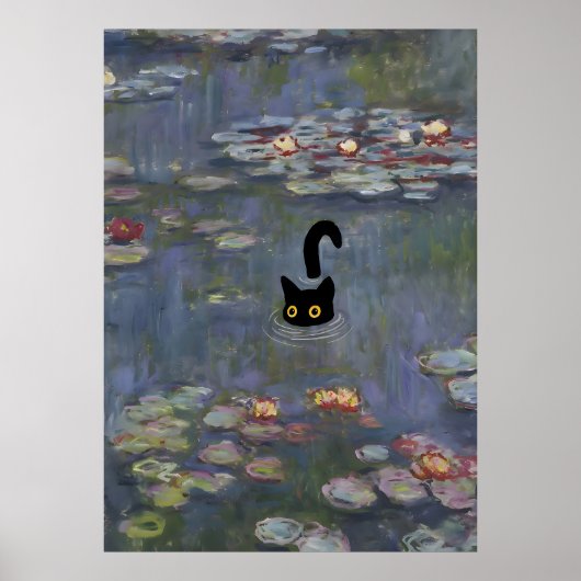 Kat Afdrukmonet Water Lilie Poster (Voorkant)