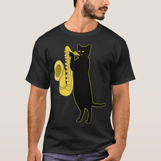 Kat-afspeelsaxofone-koelmiddel Sax T-shirt (Voorkant)
