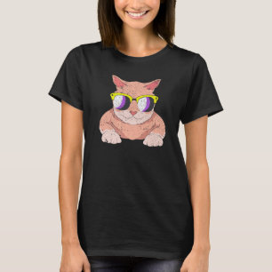 Kat Agender Lgbt Nonbinaire Vlag Coole Zonnebril N T-shirt