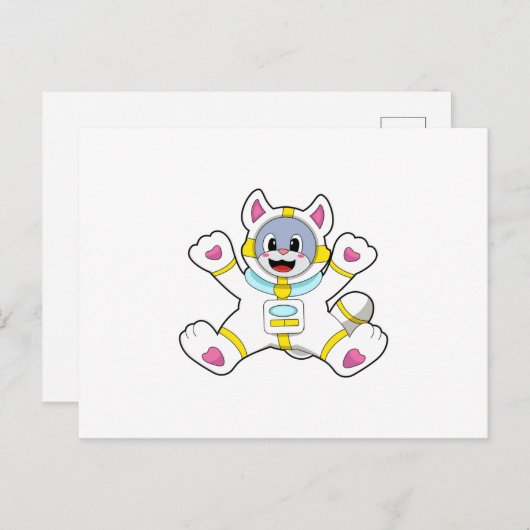 Kat als astronaut in kostuum briefkaart (Voorkant / Achterkant)