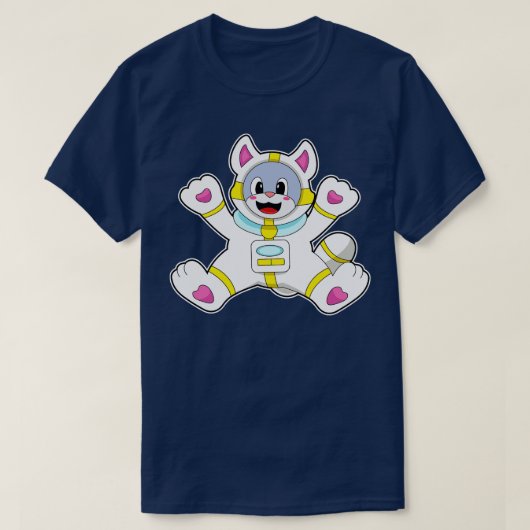 Kat als astronaut in kostuum t-shirt (Design voorkant)