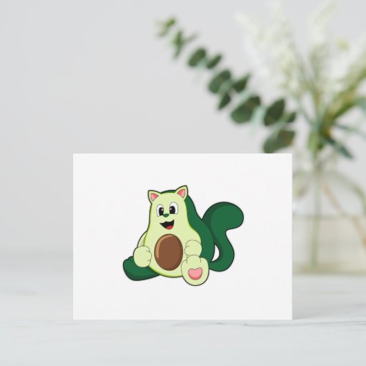Kat als Avocado Briefkaart (Staand voorkant)