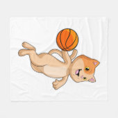Kat als Basketball-speler met Basketball Fleece Deken (Voorkant (Horizontaal))