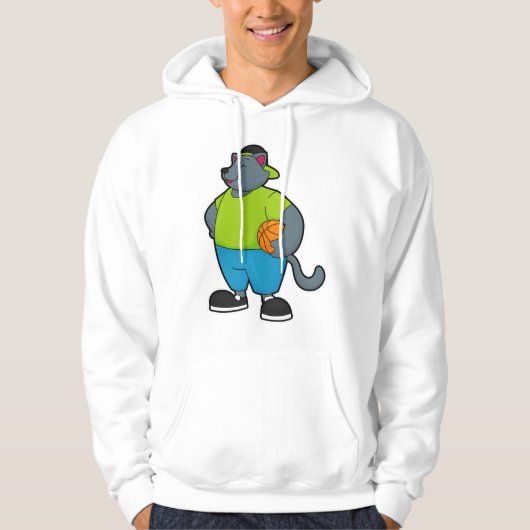 Kat als Basketball-speler met Basketball Hoodie (Voorkant)