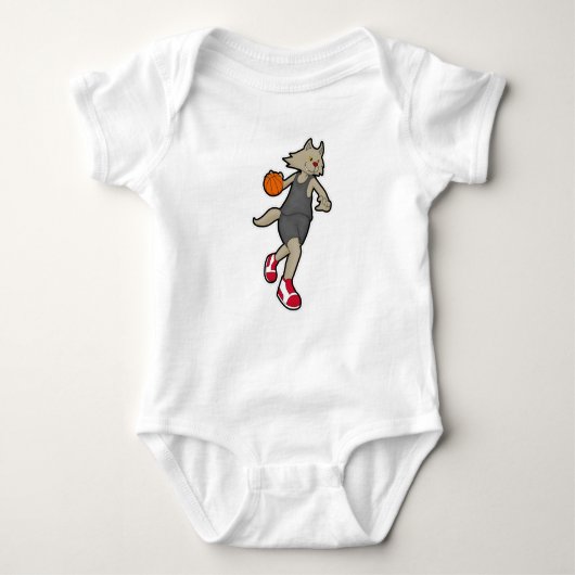 Kat als Basketball-speler met Basketball Romper (Voorkant)