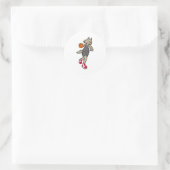 Kat als Basketball-speler met Basketball Ronde Sticker (Tas)